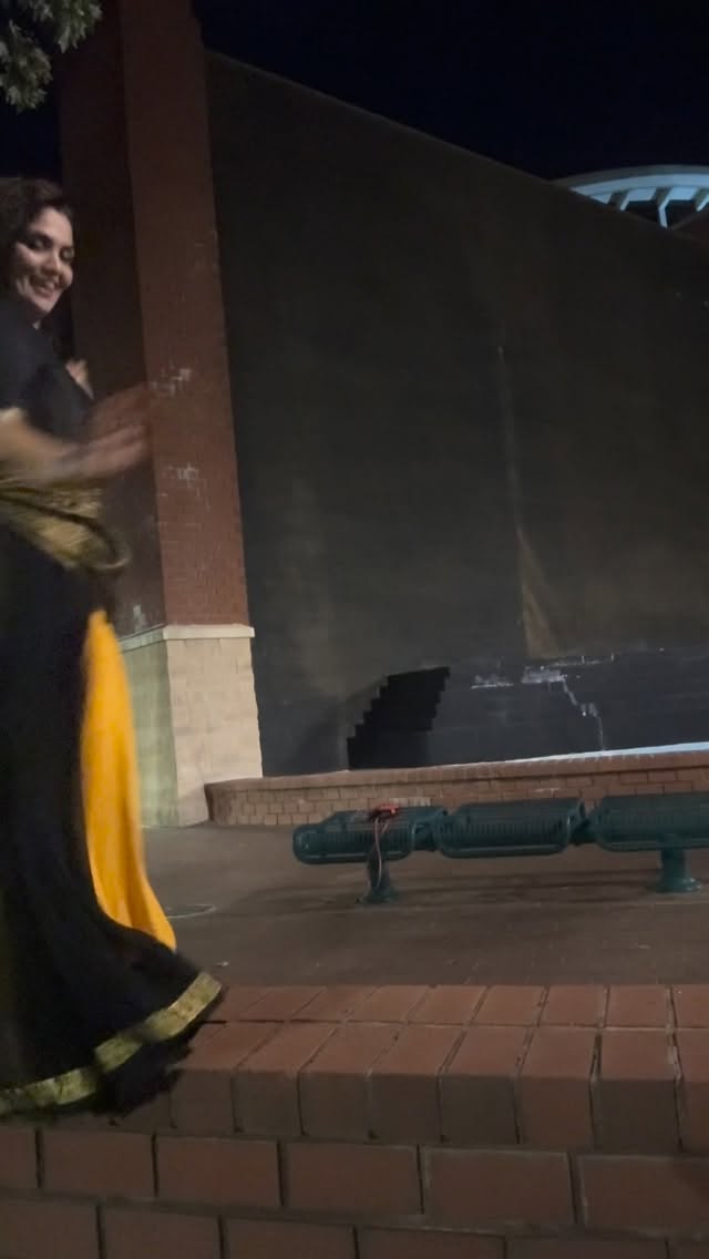 Reel: dancing Garba outdoors at night